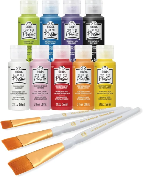 FolkArt Paint for Plastic · 9-Color Brush Kit — product view
