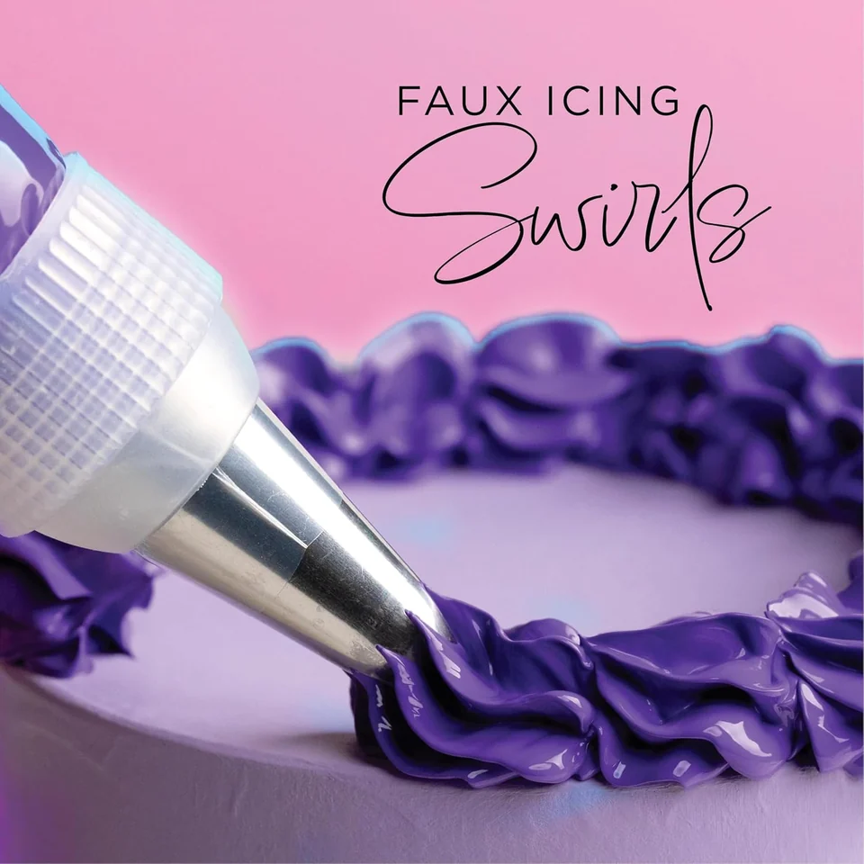 The Super Thick gallery demonstrates a piping technique in purple. The White product insert below is a different selected color.