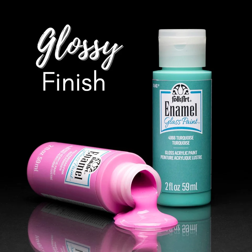 An Enamels gallery image demonstrates the formula's glossy appearance; the shown colors are illustrative rather than a project recipe.