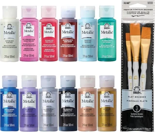 FolkArt Jewel Tone Metallic Paint & Brush Kit — product view