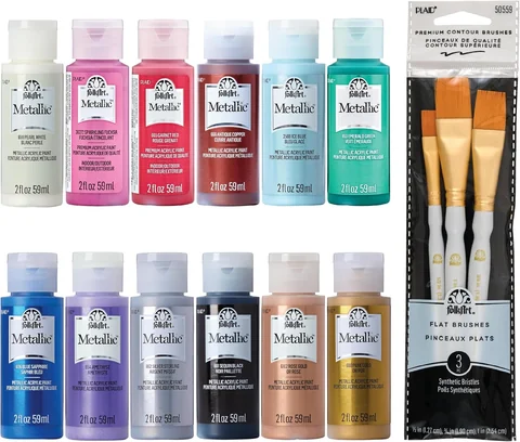 FolkArt Jewel Tone Metallic Paint & Brush Kit — product view